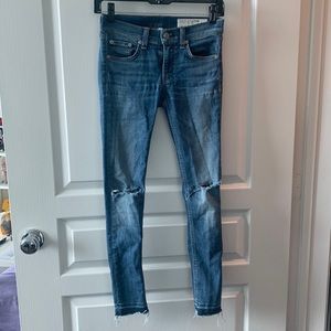 Rag and Bone Skinny Jeans - Size 24 - Medium wash - raw hem and ripped knees